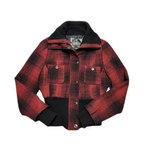 Red and Black Plaid Women's Jacket Small